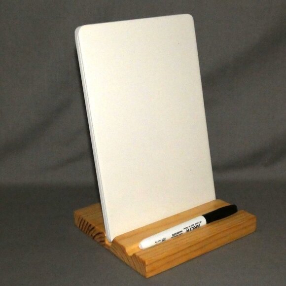 Desktop Whiteboard With Wood Stand, 6" x 9" Ceramic Dry Erase Message Memo Board - Picture 2 of 5
